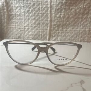 Authentic CHANEL Women Glasses in taupe with silver and stones on temples 3293-B